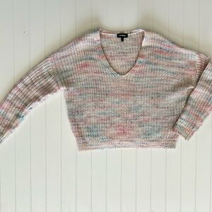 Express Crop V-Neck Pastel Sweater Size M